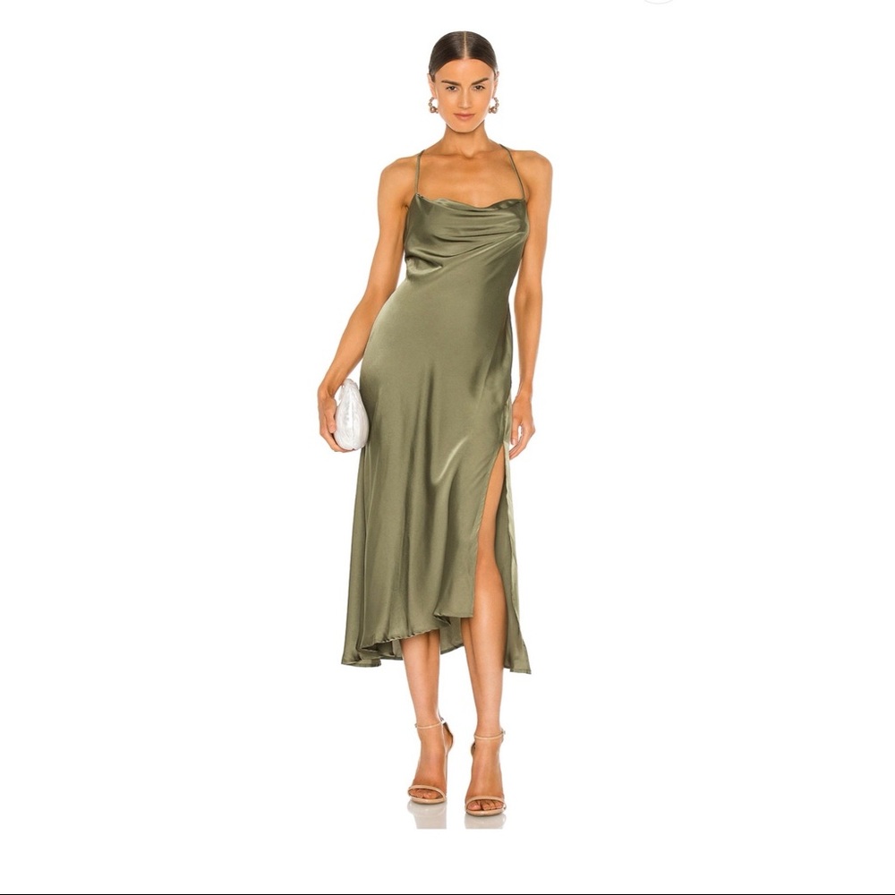 Astr the Label Gaia Midi Slip Dress - Size M in Olive